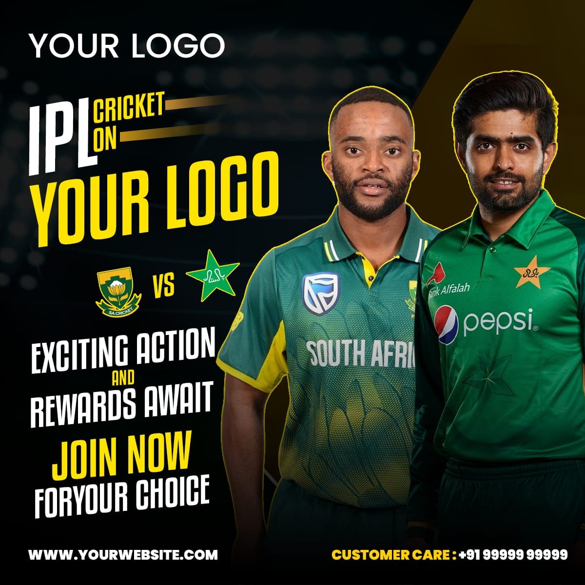 South Africa vs Pakistan — IPL Inspired Poster