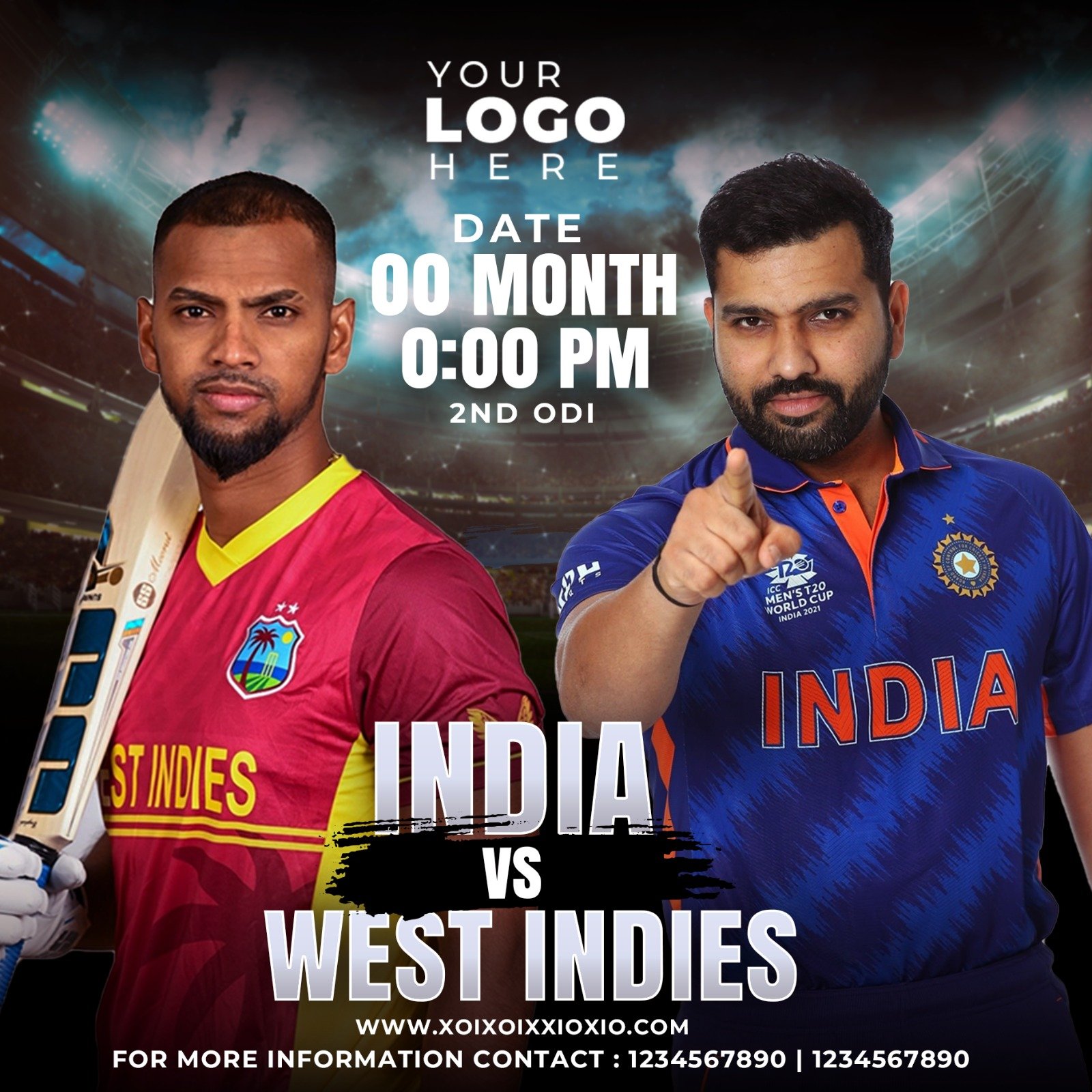 India vs West Indies — ODI Match Poster