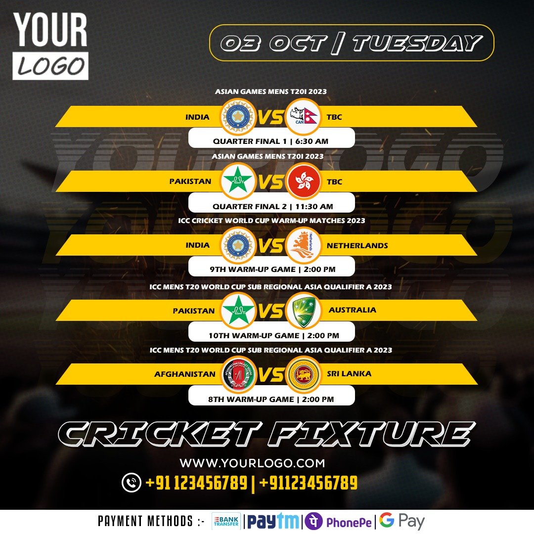 Cricket Fixture — Multi-Match Schedule